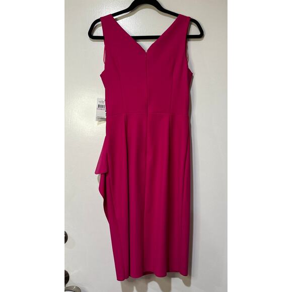 Alex Evenings Side Ruched Cocktail Dress Fuschia Sz. 6 NWT Embellished Faux Wrap - Picture 9 of 12